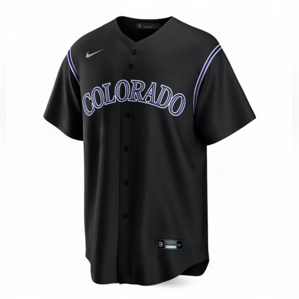 Nike Men's Colorado Rockies Official Blank Team Replica Jersey MED Black Purple